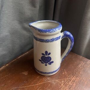 Vintage Loomco Spongeware China Glazed Ceramic Blue Creamer  Pottery
